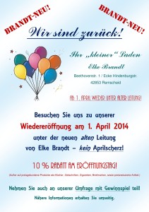Flyer ausdrucken, die Umfrage auf der Rückseite ausfüllen, im Laden abgeben und vielleicht gewinnen. Flyer ausdrucken, die Umfrage auf der Rückseite ausfüllen, im Laden abgeben und vielleicht gewinnen.